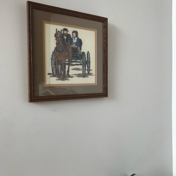 Needle point - Amish couple in horse sleigh - Couple amish en carriole - Picture 5 of 5